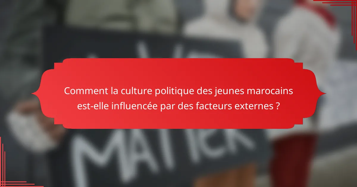 Comment la culture politique des jeunes marocains est-elle influencée par des facteurs externes ?