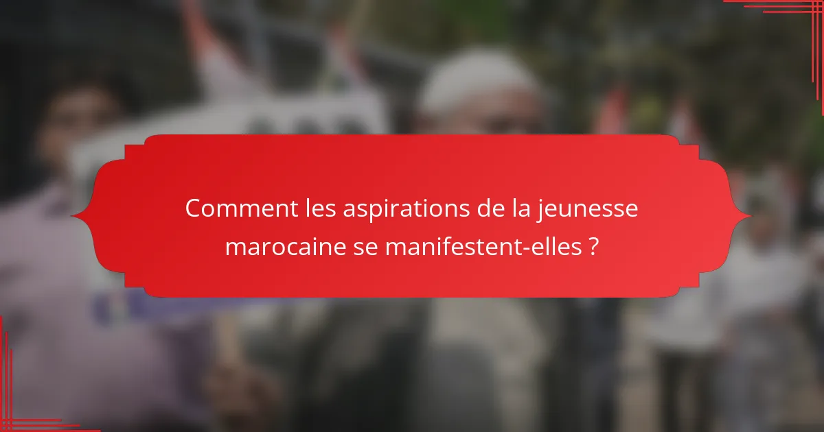 Comment les aspirations de la jeunesse marocaine se manifestent-elles ?
