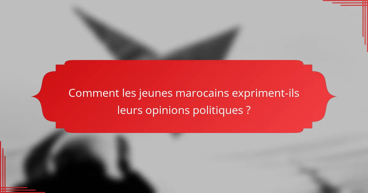 Comment les jeunes marocains expriment-ils leurs opinions politiques ?