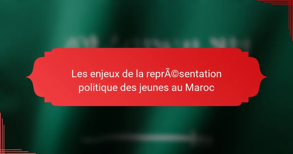 Les enjeux de la représentation politique des jeunes au Maroc