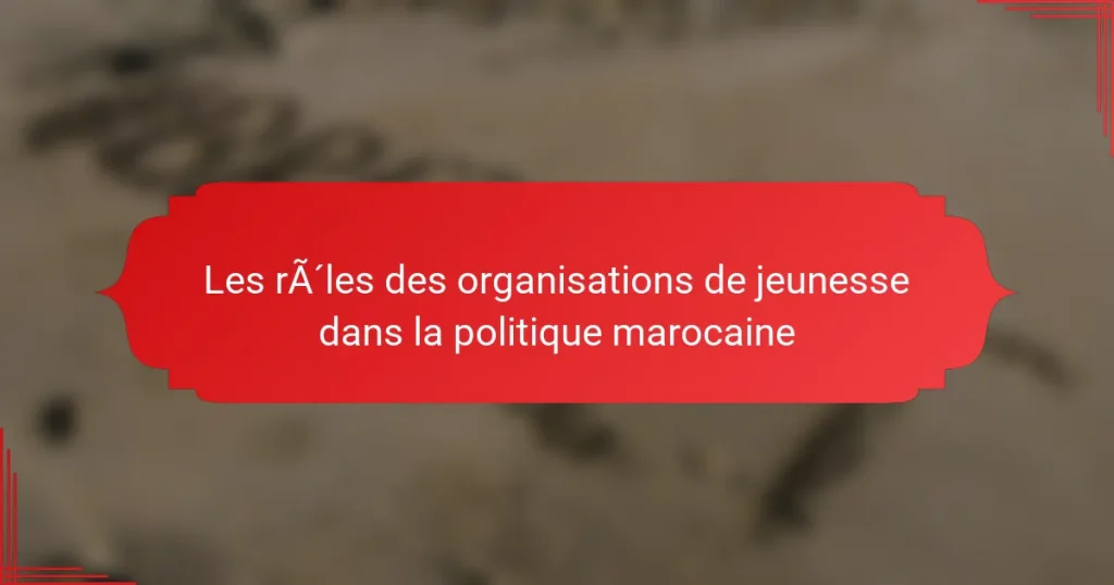 Les rôles des organisations de jeunesse dans la politique marocaine