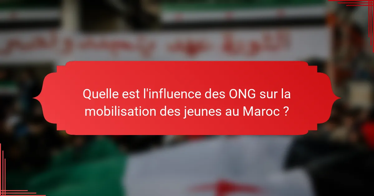 Quelle est l'influence des ONG sur la mobilisation des jeunes au Maroc ?