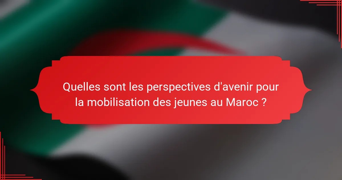 Quelles sont les perspectives d'avenir pour la mobilisation des jeunes au Maroc ?
