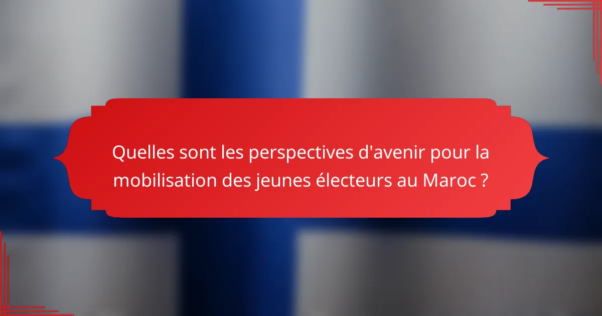 Quelles sont les perspectives d'avenir pour la mobilisation des jeunes électeurs au Maroc ?