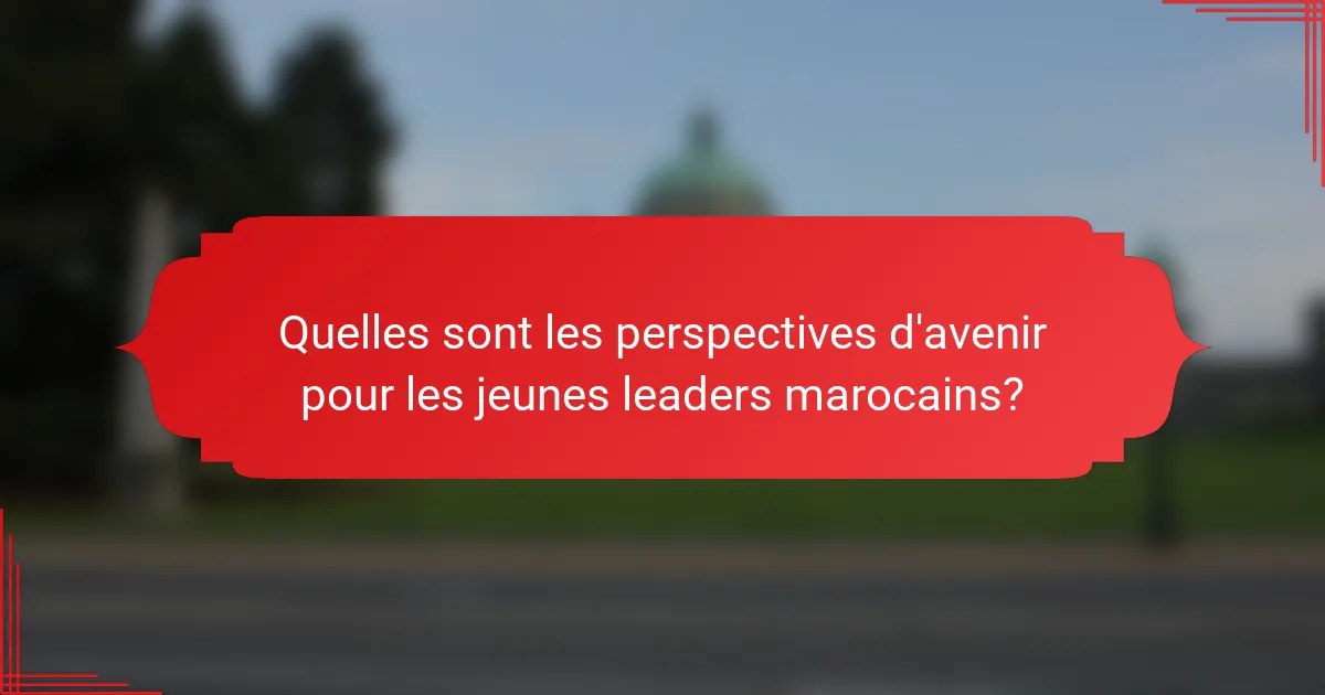 Quelles sont les perspectives d'avenir pour les jeunes leaders marocains?