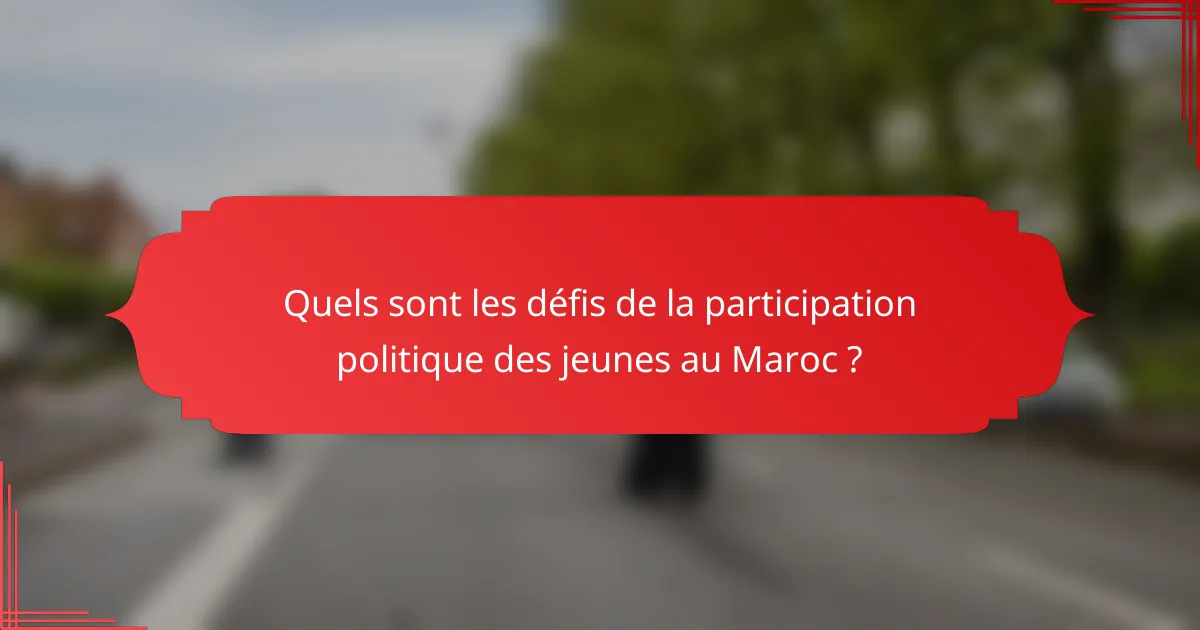 Quels sont les défis de la participation politique des jeunes au Maroc ?