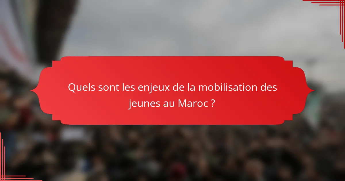 Quels sont les enjeux de la mobilisation des jeunes au Maroc ?