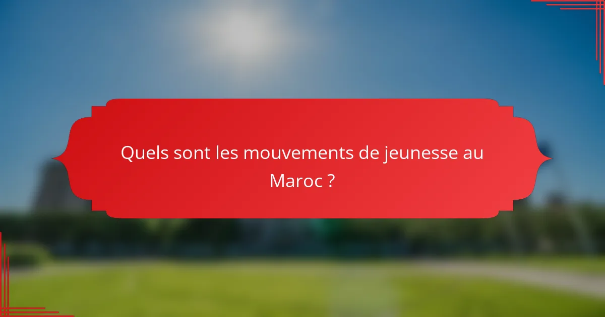 Quels sont les mouvements de jeunesse au Maroc ?