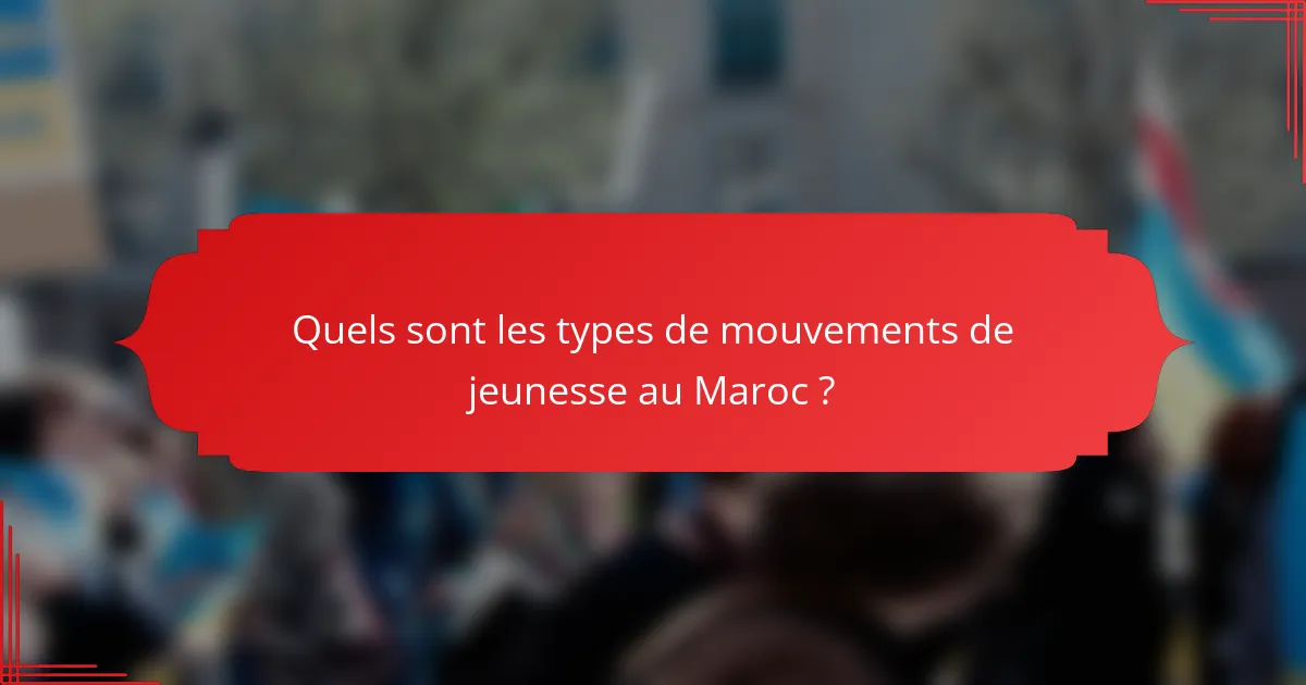 Quels sont les types de mouvements de jeunesse au Maroc ?