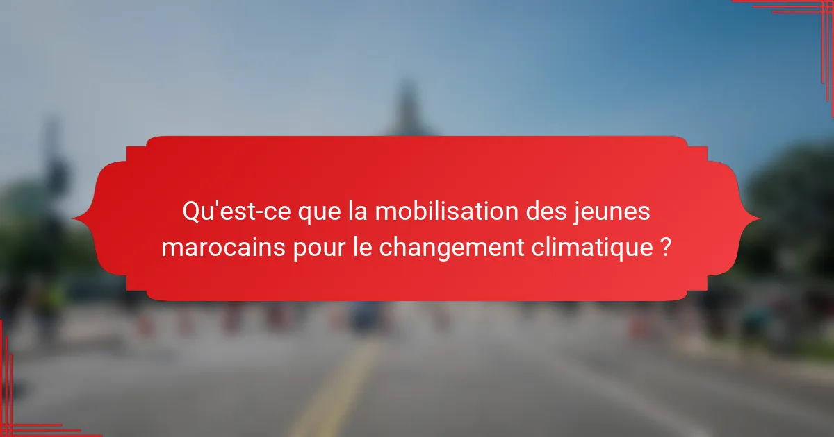 Qu'est-ce que la mobilisation des jeunes marocains pour le changement climatique ?