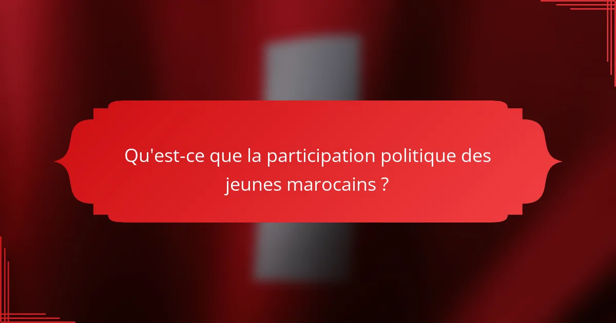 Qu'est-ce que la participation politique des jeunes marocains ?