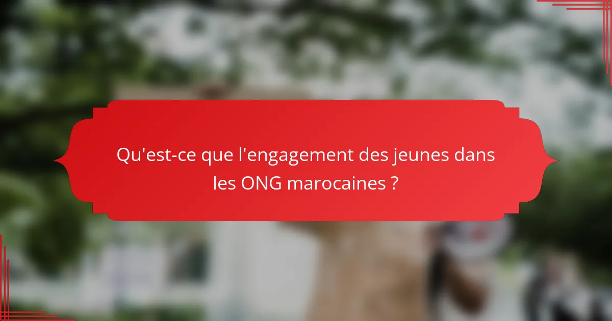Qu'est-ce que l'engagement des jeunes dans les ONG marocaines ?